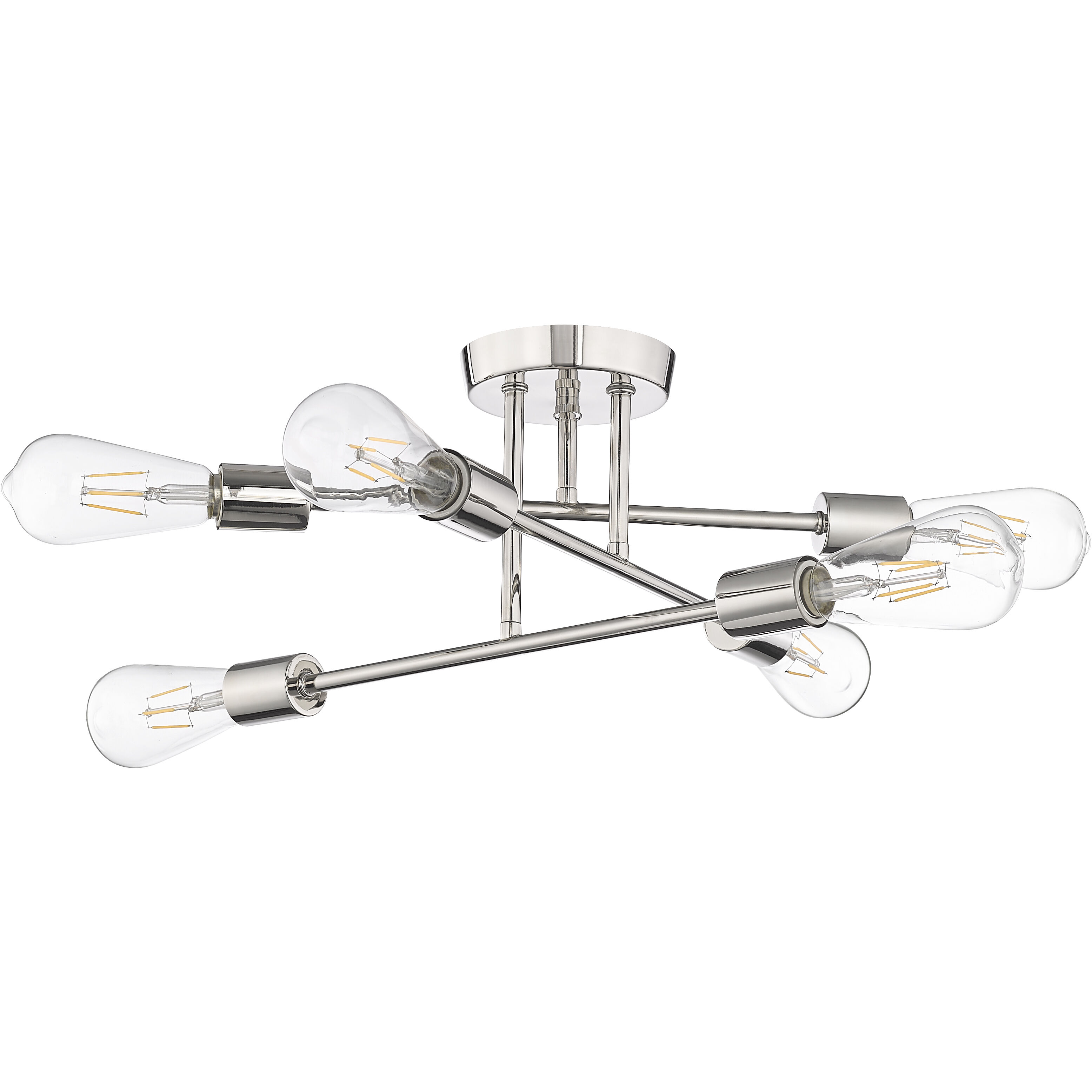 Decco 6 Light 16.75 inch Polished Nickel Indoor Semi-Flush Ceiling Light